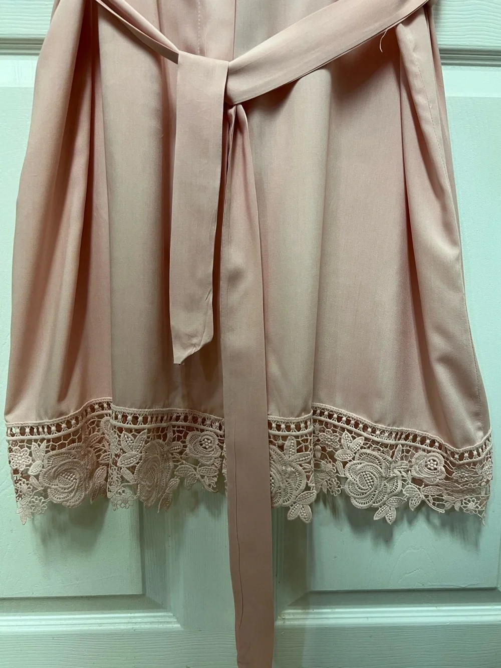 Unbranded Sheer Lace-Trim Robe - Blush Pink